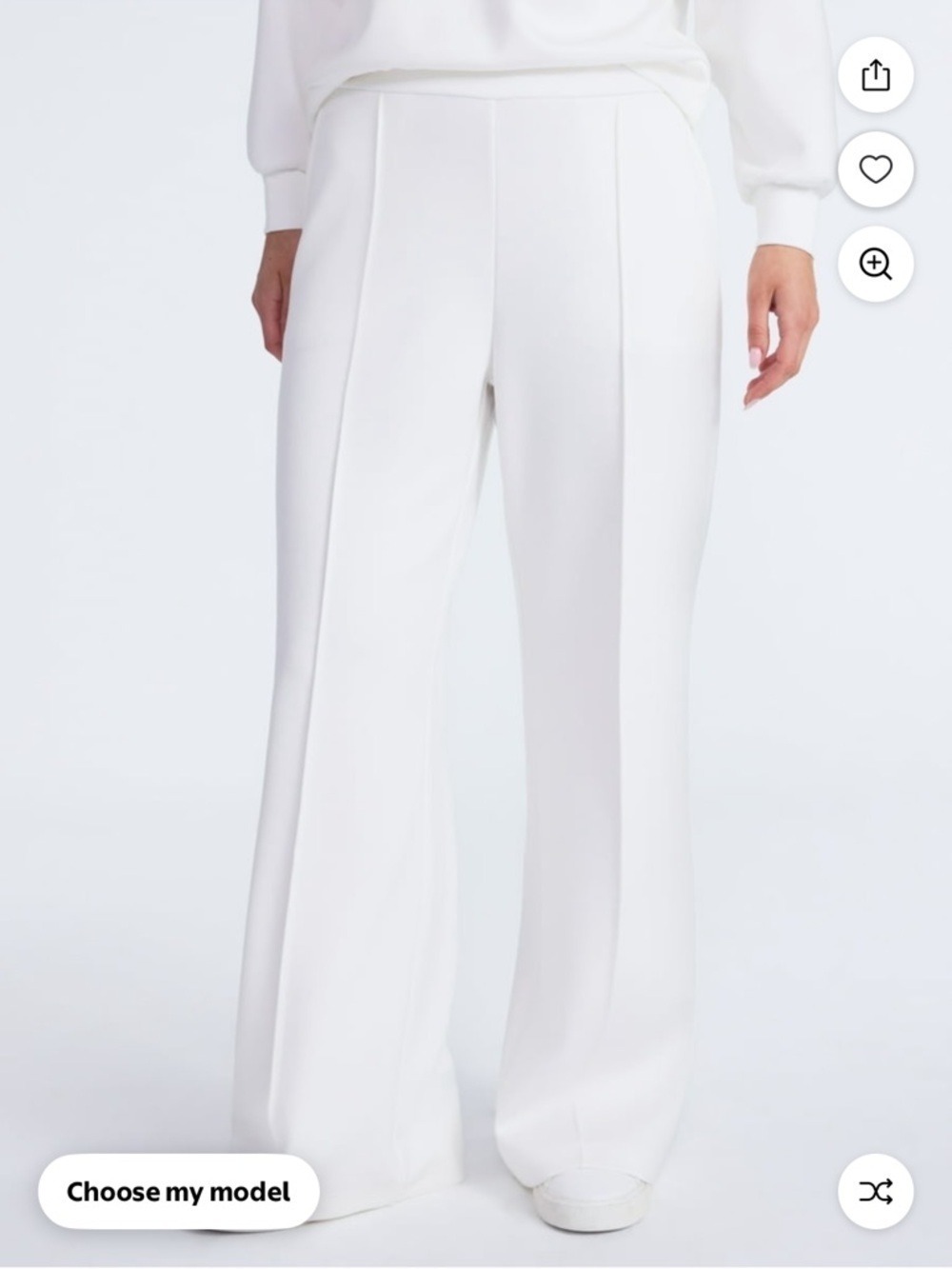 Scoop Scuba Knit Wide Leg Sweatpants Winter White Size L - Picture 2 of 9